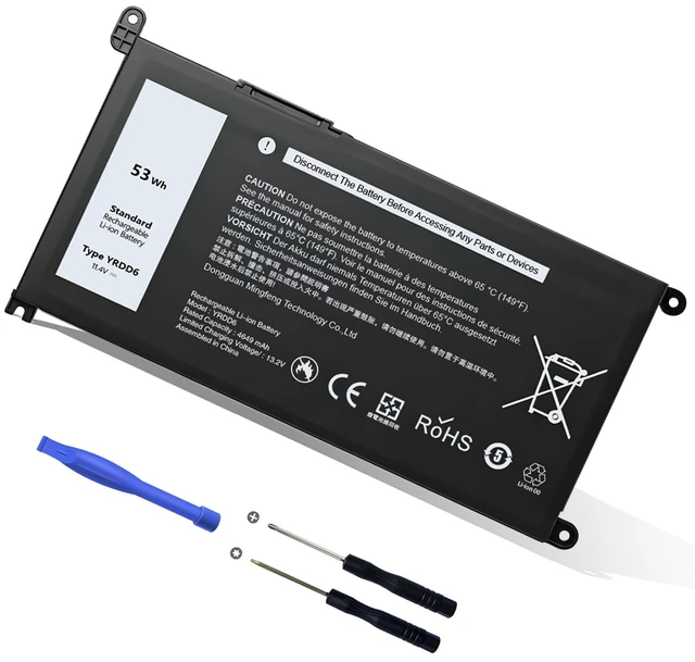 Main image of Upgraded 53Wh YRDD6 Battery for Dell Inspiron 15 3000 5000 Series Fit 15 3583 3593 3582 3584 5593 5594 5598 5585 5590, 14 3493 5482 5485 5493, Vostro 5481 1VX1H, and More