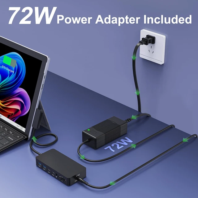 Alt view image 6 of 7 - Surface Docking Station, 12-in-1 Triple Display Dual 4K HDMI & VGA, Surface Pro Dock for Surface Pro 12/11/10/9/8/7/6/5/4/3, Surface Laptop 7/6/5/4, Surface Go/Book/Laptop Go