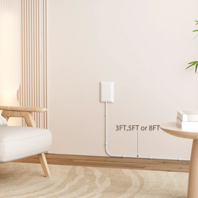 Alt view image 3 of 7 - Flat Plug Power Strip, 3 AC Outlets, 8FT Ultra Thin Flat Extension Cord, Space-Saving Outlet Extender for Behind Furniture, Under Desks, Home Office & Dorm Rooms (White 8ft)