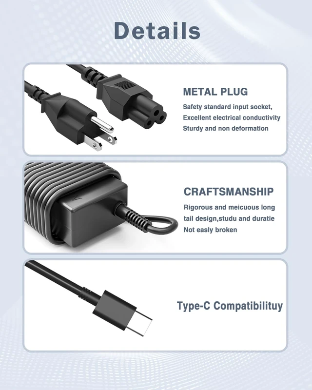 Alt view image 6 of 7 - 65W 45W USB C Laptop Charger Compatible with Acer Chromebook Hp Dell Lenovo Asus Samsung Type c Fast Power Adapter