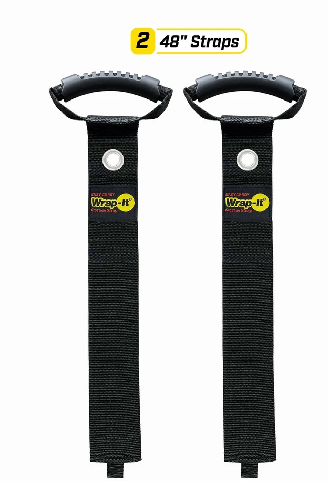 Alt view image 3 of 7 - Easy-Carry Straps - 48 (2-Pack) Black with Grommet Garden Hose Caddy and Cord Wrap for Indoor and Outdoor Cable Organizing
