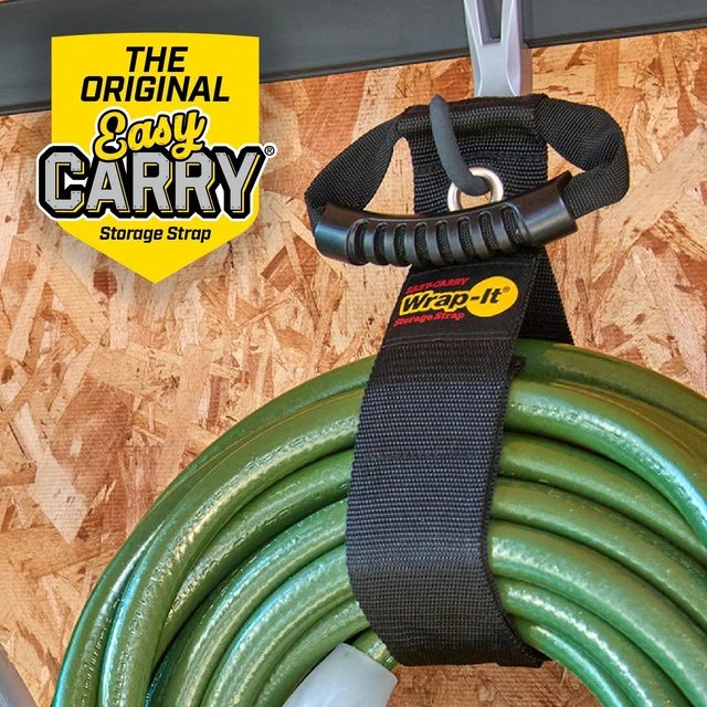 Alt view image 7 of 7 - Easy-Carry Straps - 48 (2-Pack) Black with Grommet Garden Hose Caddy and Cord Wrap for Indoor and Outdoor Cable Organizing