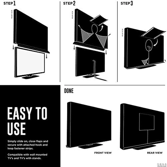 Alt view image 6 of 7 - Outdoor TV Cover 40" - 43" - with Bottom Cover - 600D Waterproof TV Covers and Weatherproof Dust-Proof Material,Protect Your LED, LCD, Plasma TV Screens