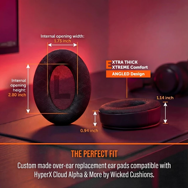 Alt view image 4 of 7 - Freeze Cloud - Angled Cooling Gel Earpads for HyperX Cloud Series Made by Wicked Cushions Extreme Comfort, New Freeze V2 Cooling Fabric, Extra Thick Black