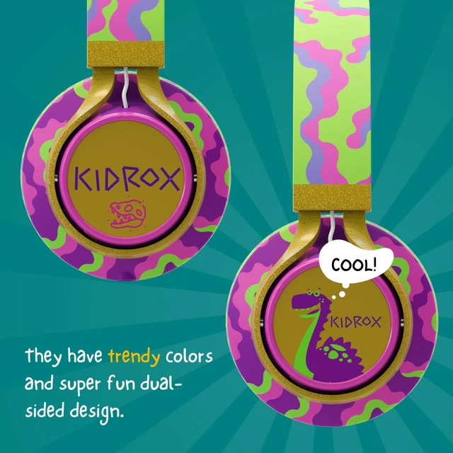 Alt view image 6 of 7 - ® Dinosaur Headphones for Kids Wired with Microphone, Made to Last Durable and Flexible, Volume Limited 85/94db Kid Safe for Kids All Ages, Boys & Girls. Perfect for School or Travel. 3.5 Jack