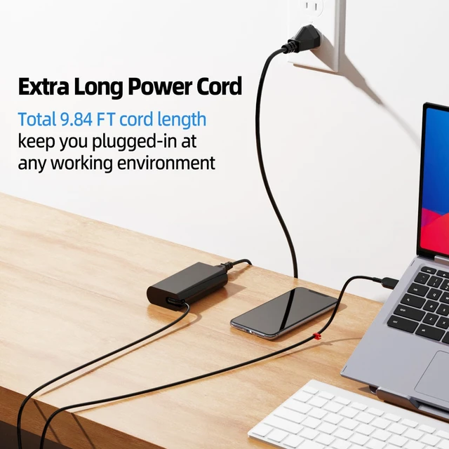 Alt view image 5 of 7 - 2026 Slim 65W USB C Laptop Charger Compatible with Lenovo Thinkpad T14 T14s T15 T16 X1 Yoga 7i Chromebook Type C AC Power Adapter Supply Cord