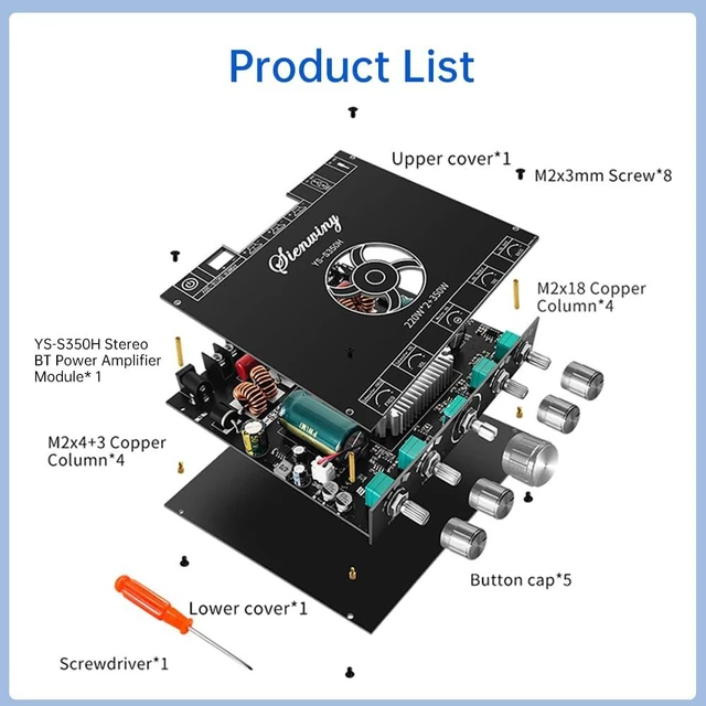 Alt view image 3 of 7 - S350H 2.1 Channel Amplifier Board,220W+220W+350W Power Output, 5.1 Amplifier Board DC18-38V TPA3251 AMP Board BT/AUX/USB Input for DIY Wireless Speakers for DIY Wireless Speakers