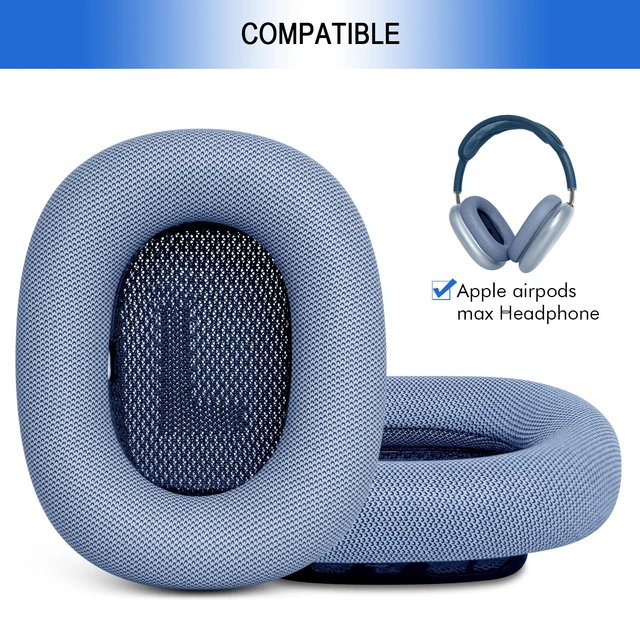 Alt view image 2 of 7 - Replacement Ear Cushions for AirPods Max - Upgraded Ear Cups for Apple Headphones - GVOEARS Earpad Cover with Silicone Gel Memory Foam (Blue)