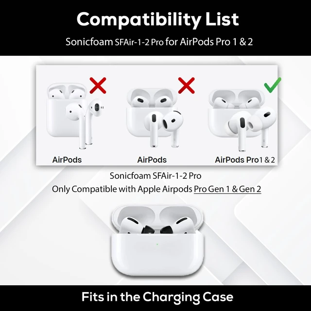 Alt view image 5 of 7 - SFAir-1-2 Pro Medium - Memory Foam Earbud Tips - 5 Pairs - Black Fits Airpods Pro 1 & 2, One Pair Lasts up to 4 weeks, Fits in Charging Case
