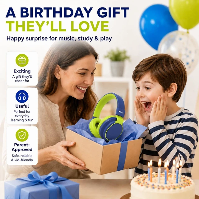 Alt view image 6 of 7 - Kids Bluetooth Headphones Wireless Over-Ear,68Hrs,Volume Limit 85/94dB Built-in Mic,Adjustable Headband Foldable Lightweight for Toddler School Girls Boys,Stereo Sound,Wired by Aux 3.5mm Green