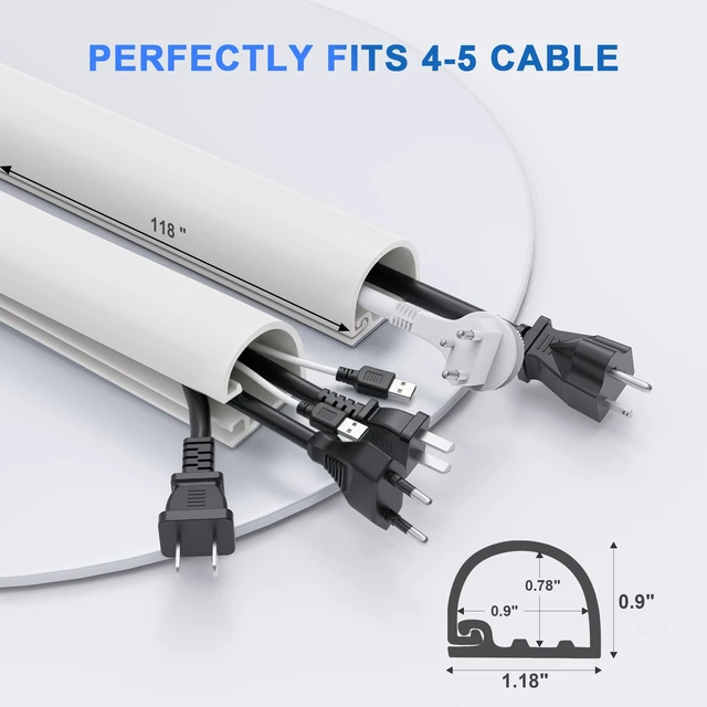 Alt view image 4 of 7 - Cord Hider, 118" Cable Hider, Cord Covers for Wires on Wall, Fits 3 Cables Silicone Wire Cover for Wall Mounted TV, Self-Adhesive, Side-opening, Cuttable, Flame-retardant, For 2-4 cables, Home, office