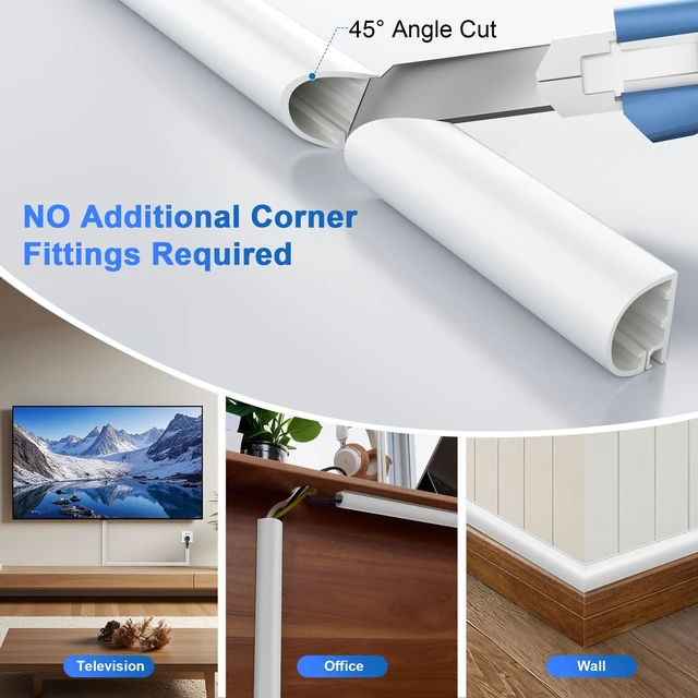 Alt view image 7 of 7 - Cord Hider, 118" Cable Hider, Cord Covers for Wires on Wall, Fits 3 Cables Silicone Wire Cover for Wall Mounted TV, Self-Adhesive, Side-opening, Cuttable, Flame-retardant, For 2-4 cables, Home, office