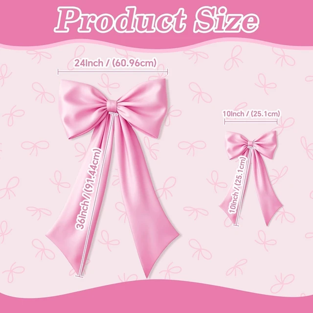 Alt view image 2 of 7 - Pink Bow Decor 2 Pack, Large Small Size Bow Wall Decor Coquette Pink Bow Backdrop For Girls Room, Two Size Bow Decorations For Birthday Bachelorette Baby Shower Bridal Shower