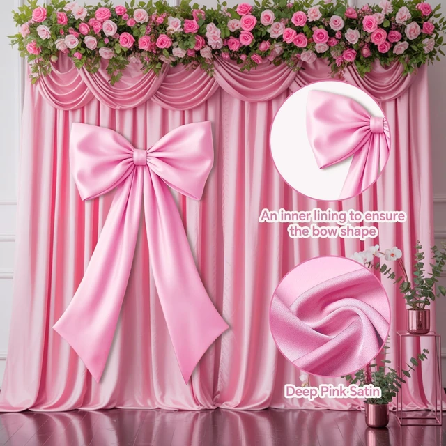 Alt view image 7 of 7 - Pink Bow Decor 2 Pack, Large Small Size Bow Wall Decor Coquette Pink Bow Backdrop For Girls Room, Two Size Bow Decorations For Birthday Bachelorette Baby Shower Bridal Shower