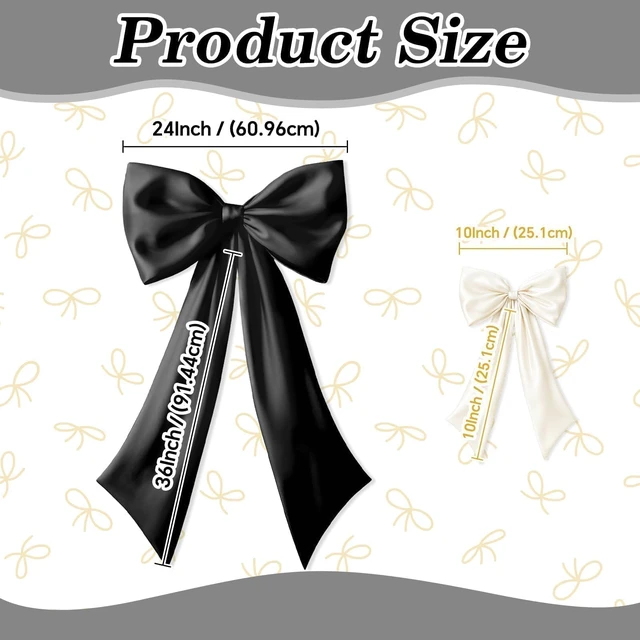 Alt view image 2 of 7 - Black White Bow Decor 2 Pack, Large and Small Size Bow Wall Decor Coquette Bow Backdrop For Girls Room, Two Size Bow Decorations For Birthday Bachelorette Bridal Shower Wedding Christmas