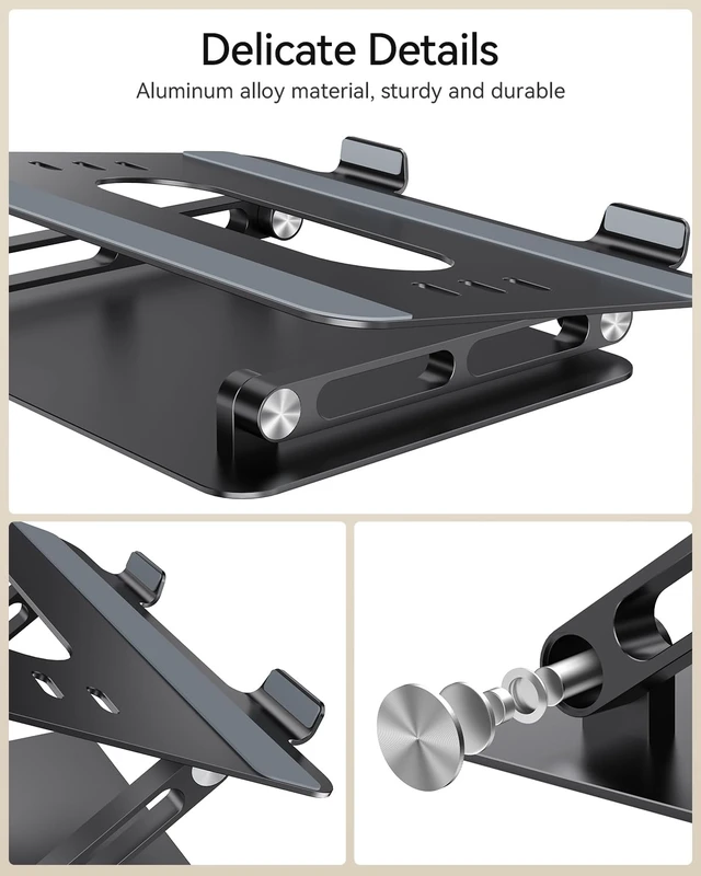 Alt view image 7 of 7 - Adjustable Aluminum Laptop Stand for MacBook Air Pro Neo 10-17.3'' Computer Stand for Desk, Ergonomic Riser, Foldable Portable Notebook Holder for Dell/HP/Lenovo Office Home College