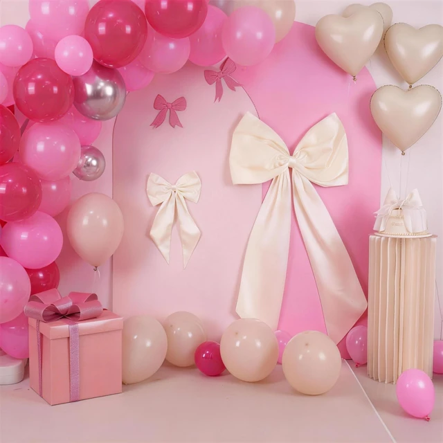 Alt view image 5 of 7 - Ivory Bow Decor 2 Pack, Large Small Size Bow Wall Decor Ivory Coquette Bow For Girls Room, Two Size Decorations For Birthday Bachelorette Bridal Shower Wedding Christmas