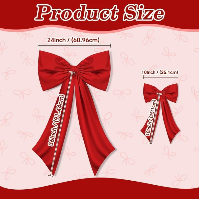 Alt view image 2 of 7 - Red Bow Decor 2 Pack, Large Small Size Bow Wall Decor Coquette Red Bow Backdrop For Girls Room, Two Size Bow Decorations For Birthday Bachelorette Bridal Shower Wedding Christmas