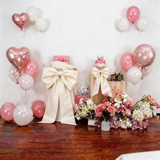 Alt view image 3 of 7 - Ivory Bow Decor 2 Pack, Large Small Size Bow Wall Decor Ivory Coquette Bow For Girls Room, Two Size Decorations For Birthday Bachelorette Bridal Shower Wedding Christmas