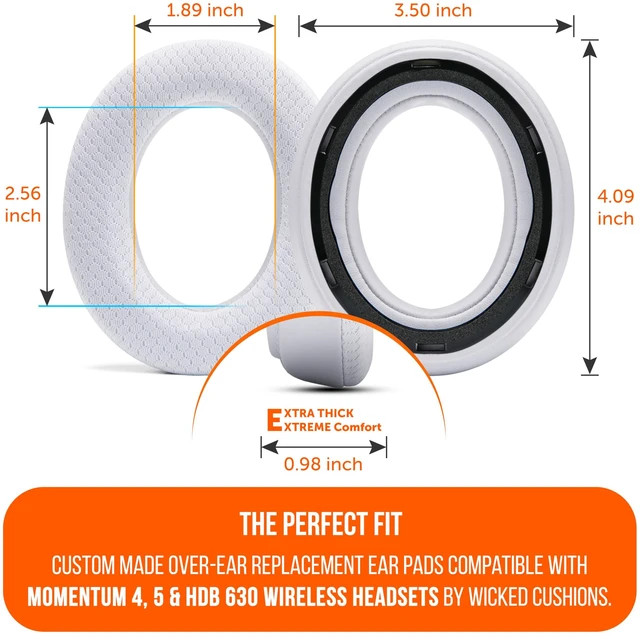 Alt view image 5 of 7 - Freeze Momentum 4 & 5 - Cooling Gel Earpads for Sennheiser Momentum Made by Wicked Cushions Fits Momentum 4 & 5 Wireless. Boost Comfort, Thickness & Sound Isolation White