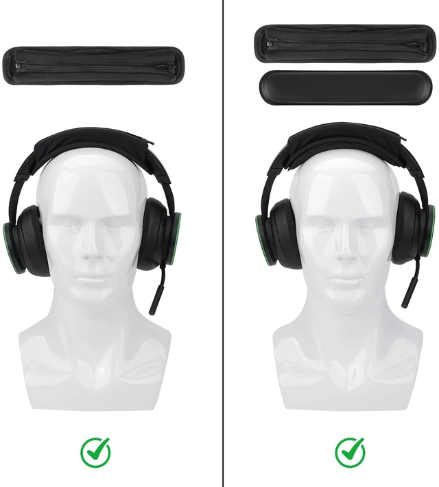 Alt view image 2 of 6 - Hook and Loop Headband Cover + Pad Set, Protector with Zipper Closure Compatible with Medium Sized Headphones, Easy DIY Installation (Protein Leather/Black)