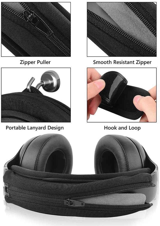 Alt view image 3 of 6 - Hook and Loop Headband Cover + Pad Set, Protector with Zipper Closure Compatible with Medium Sized Headphones, Easy DIY Installation (Protein Leather/Black)