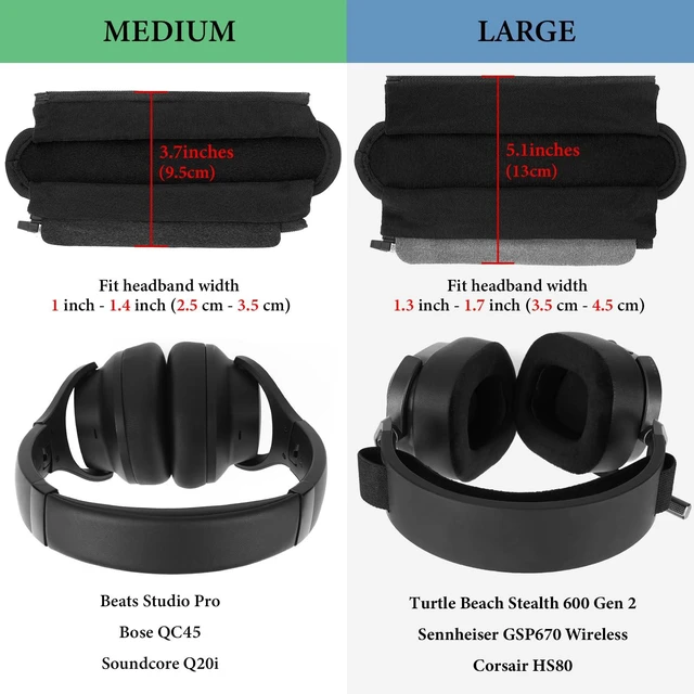 Alt view image 6 of 6 - Hook and Loop Headband Cover + Pad Set, Protector with Zipper Closure Compatible with Medium Sized Headphones, Easy DIY Installation (Protein Leather/Black)
