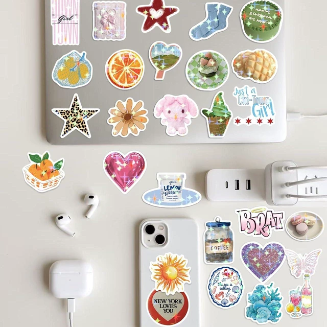 Alt view image 3 of 5 - 600PCS Aesthetics Stickers, Holographic Aesthetic Stickers for Water Bottles, Y2K Aesthetic Sticker for Laptop Daily Planner Phone Decal Girls Teens