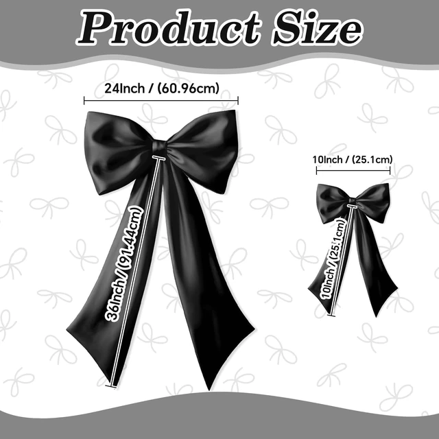 Alt view image 2 of 7 - Black Bow Decor 2 Pack, Large Small Size Bow Wall Decor Black Coquette Bow For Girls Room, Two Size Decorations For Birthday Bachelorette Bridal Shower Wedding Christmas