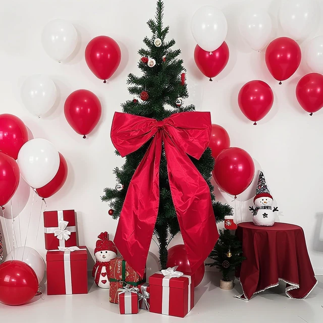Alt view image 6 of 7 - Red Bow Decor 2 Pack, Large Small Size Bow Wall Decor Coquette Red Bow Backdrop For Girls Room, Two Size Bow Decorations For Birthday Bachelorette Bridal Shower Wedding Christmas