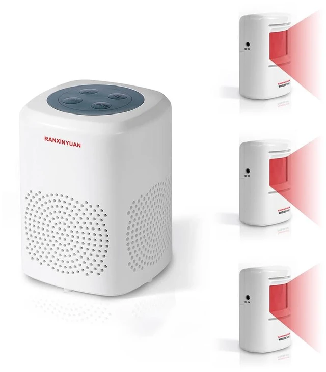 Main image of Dog Barking Alarm Motion Detector Outdoor Pir Human Body Motion Sensor Alarm Electronic Alarm Motion Activated Home Security (3 Detectors+ 1 Receiver)