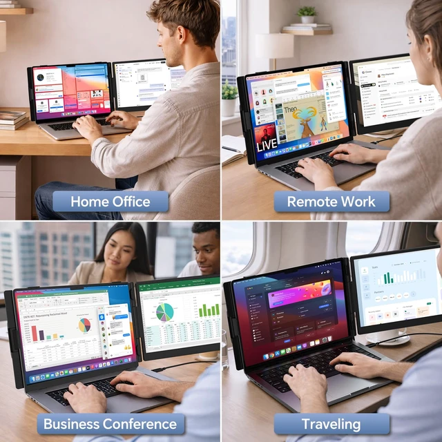 Alt view image 4 of 7 - Laptop Screen Extender, 14" Ultra-Slim Monitor Portable Monitor, 1080P FHD IPS Display, USB-C/HDMI Plug & Play, Monitor Extender for 13-17.3" Laptops, Mac/Windows/Chrome