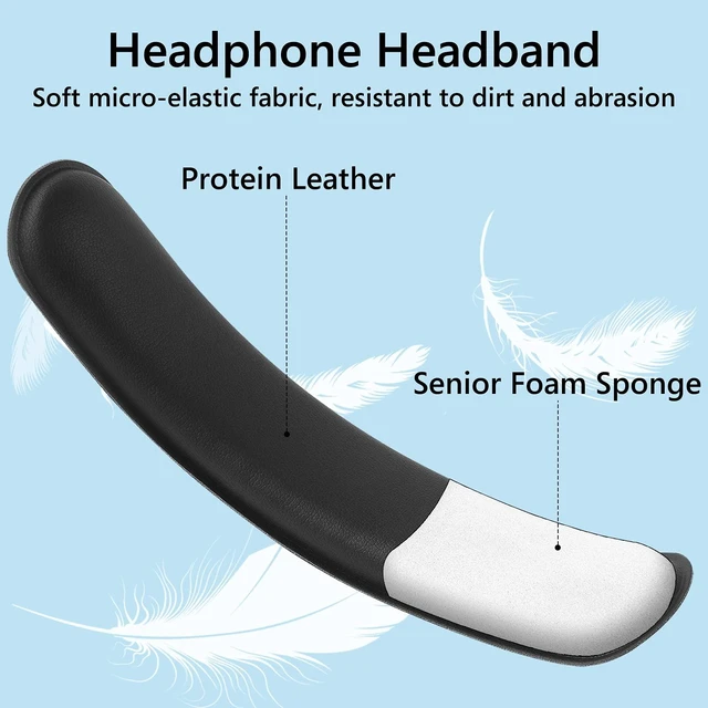 Alt view image 4 of 6 - Universal Zipper Headband Cover & Pad Set for 1.4-1.8 in Bands Black Protein Leather, For Over-Ear Headphones, Measure Width Before Purchase, Includes Zippered Sleeve And Cushion Pad