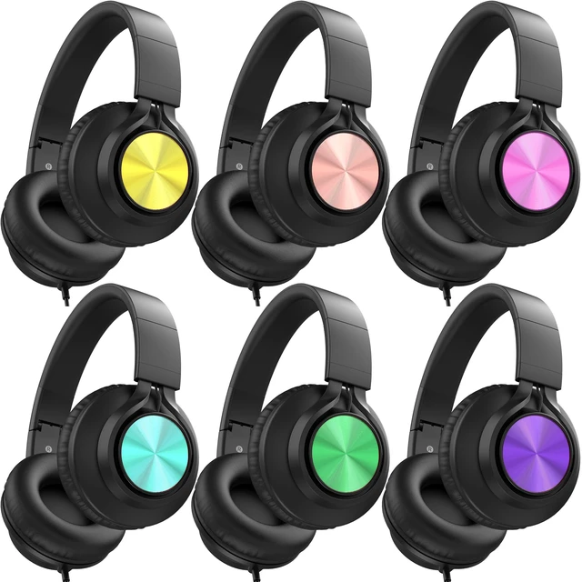 Main image of Classroom Headphones 6 Pack, Kids Headphones for School,6 Color For K-12 Class & Teachers, Foldable Wired Headset with Microphone & 3.5mm Jack for Student Laptop Tablets Chromebook