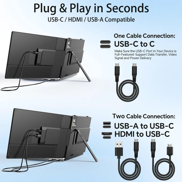 Alt view image 5 of 7 - Laptop Screen Extender, 14" Ultra-Slim Monitor Portable Monitor, 1080P FHD IPS Display, USB-C/HDMI Plug & Play, Monitor Extender for 13-17.3" Laptops, Mac/Windows/Chrome
