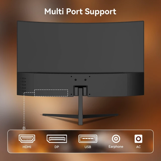 Alt view image 6 of 6 - 24 Inch Curved Gaming Monitor, 180Hz FHD 1080P Computer Monitor, 3000R Curved, FreeSync, Support DP/HDMI/USB Ports, 98% sRGB, 4000:1 Contrast Ratio for Home Office & Gaming-Wall Mountable