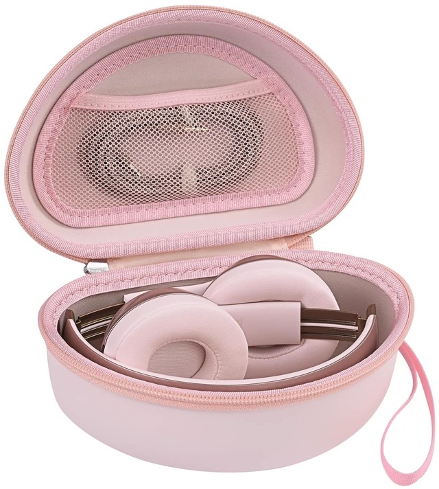 Main image of Headphone Case for Beats Solo 4/3/2, Studio 3/ Pro, BERIBES/KVIDIO/TOZO for SKULLCANDY / PICUN, Hard Shell EVA Travel Carrying Over-Ear Headphone Case, Mesh Bag for Cable, Handle Strap, Pink