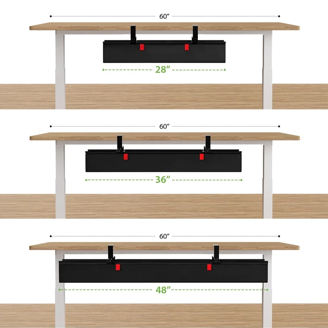 Alt view image 7 of 7 - No Drill Fabric Under Desk Cable Management Tray 28 in,Black Clamp/Screw Mount, Supports Up to 70lbs, Fabric Wire Management Gaming/PC Cable Raceways, Cord Hiders for Office/Home