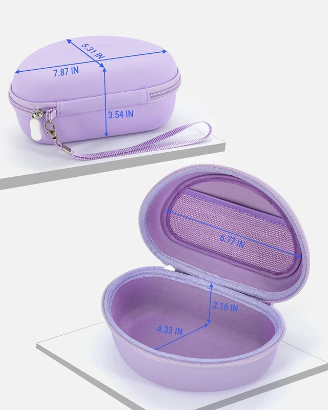 Alt view image 6 of 7 - Headphone Case for Beats Solo 4/3/2, Studio 3/ Pro, BERIBES/KVIDIO/TOZO for SKULLCANDY / PICUN, Hard Shell EVA Travel Carrying Over-Ear Headphone Case, Mesh Bag for Cable, Handle Strap, Purple