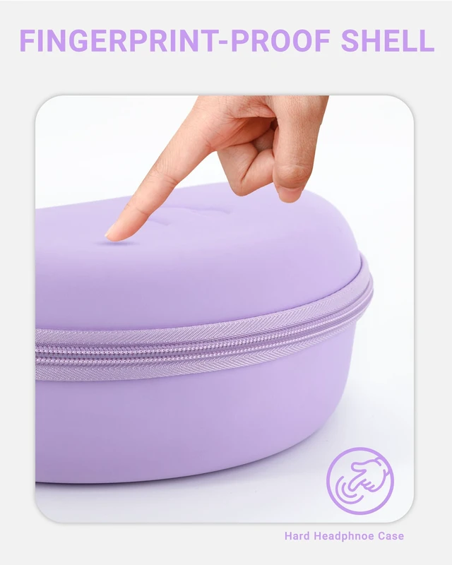 Alt view image 4 of 7 - Headphone Case for Beats Solo 4/3/2, Studio 3/ Pro, BERIBES/KVIDIO/TOZO for SKULLCANDY / PICUN, Hard Shell EVA Travel Carrying Over-Ear Headphone Case, Mesh Bag for Cable, Handle Strap, Purple