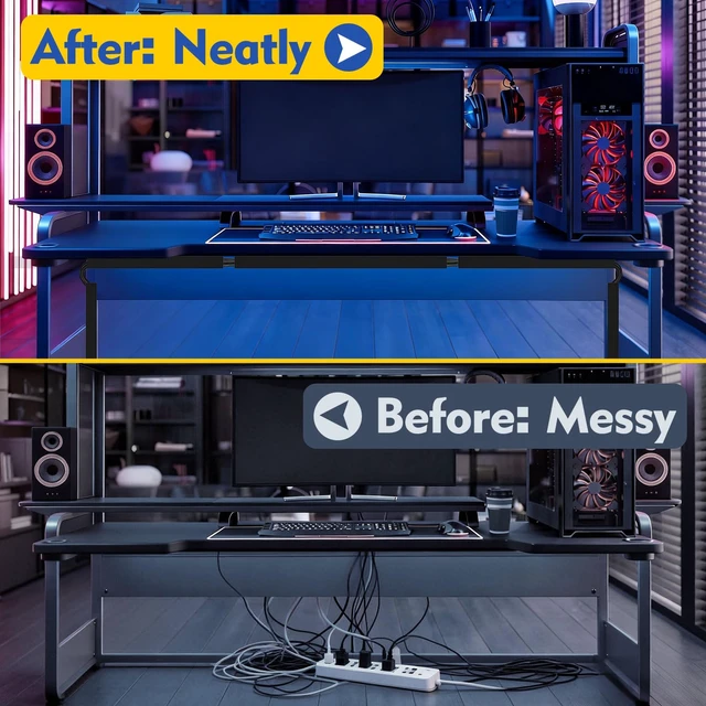 Alt view image 6 of 7 - Open Slot Wiring Raceway Cable Duct,Cable Management Cord Track 123" open slot cable raceway,Black 1.18x1.57",8 pcs desk wire channel to hide computer cables and cords