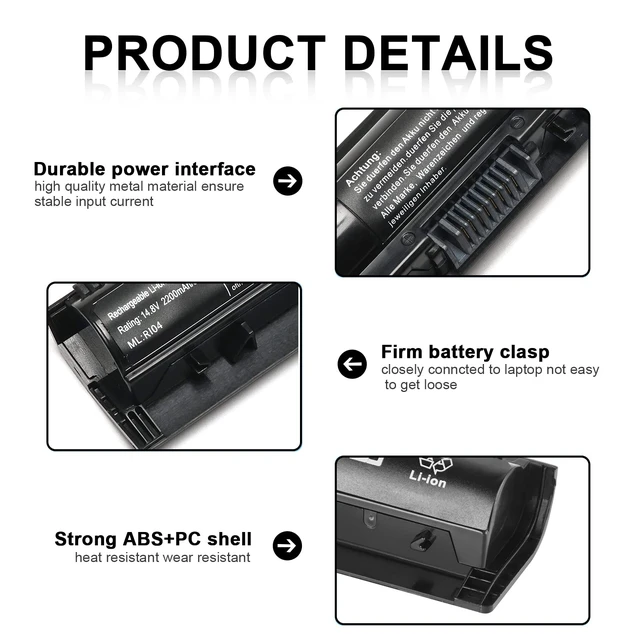 Alt view image 3 of 7 - RI04 RI06XL Notebook Battery Compatible with HP ProBook 450 455 470 G3 Envy 15-Q001TX Laptop Series Fit P/N Spare 805294-001 811063-421 805047-851 P3G15AA HSTNN-DB7B HSTNN-PB6Q