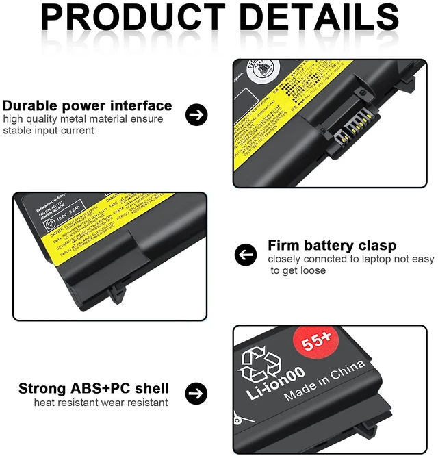 Alt view image 3 of 7 - Laptop Battery Compatible with Lenovo ThinkPad T410 T510 T520 W510 W520 L412 L420 L512 SL410 SL510 50+ Battery fits P/N 0A36303 42T4799 42T4751 42T4235 42T4753 42T4796