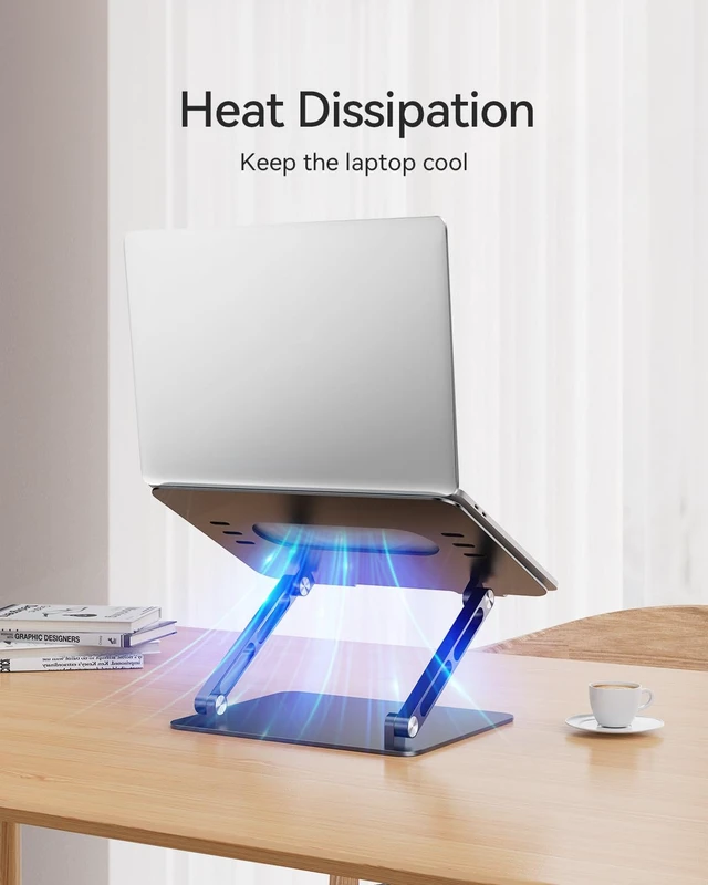 Alt view image 4 of 7 - Adjustable Aluminum Laptop Stand for MacBook Air Pro Neo 10-17.3'' Computer Stand for Desk, Ergonomic Riser, Foldable Portable Notebook Holder for Dell/HP/Lenovo Office Home College