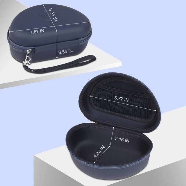 Alt view image 7 of 7 - Headphone Case for Beats Solo 4/3/2, Studio 3/ Pro, BERIBES/KVIDIO/TOZO for SKULLCANDY / PICUN, Hard Shell EVA Travel Carrying Over-Ear Headphone Case, Mesh Bag for Cable, Handle Strap, Blue