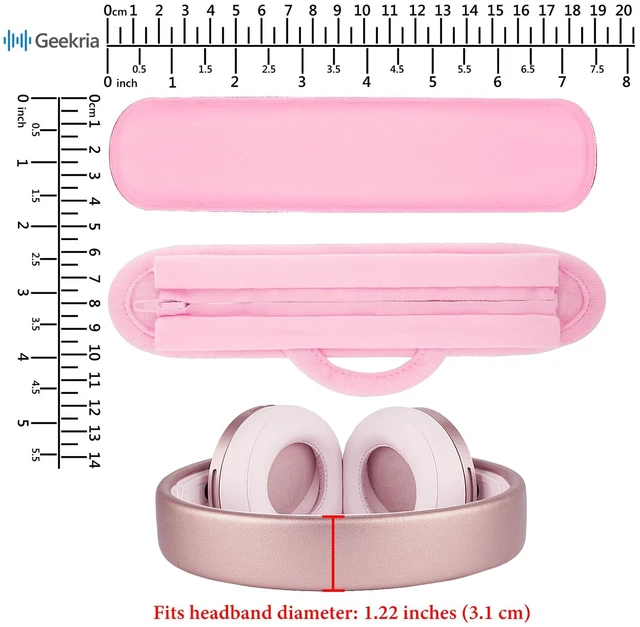Alt view image 2 of 6 - Medium Protein Leather Headband Cover + Pad Set Protector, No Tool Needed, Compatible with Medium-Sized Headphones (Fits Headband Diameter Around 3.1cm/1.22") (Pink)