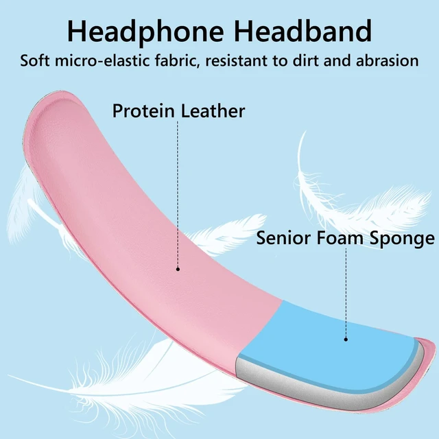 Alt view image 5 of 6 - Medium Protein Leather Headband Cover + Pad Set Protector, No Tool Needed, Compatible with Medium-Sized Headphones (Fits Headband Diameter Around 3.1cm/1.22") (Pink)