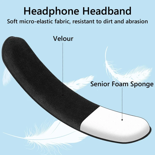 Alt view image 4 of 6 - Large Velour Headband Cover Pad Set for 3.5-4.5 cm Headbands Zipper Sleeve Base, Detachable Hook-And-Loop Velour Cushion, Foam Reduces Head Pressure, Protects From Sweat And Wear