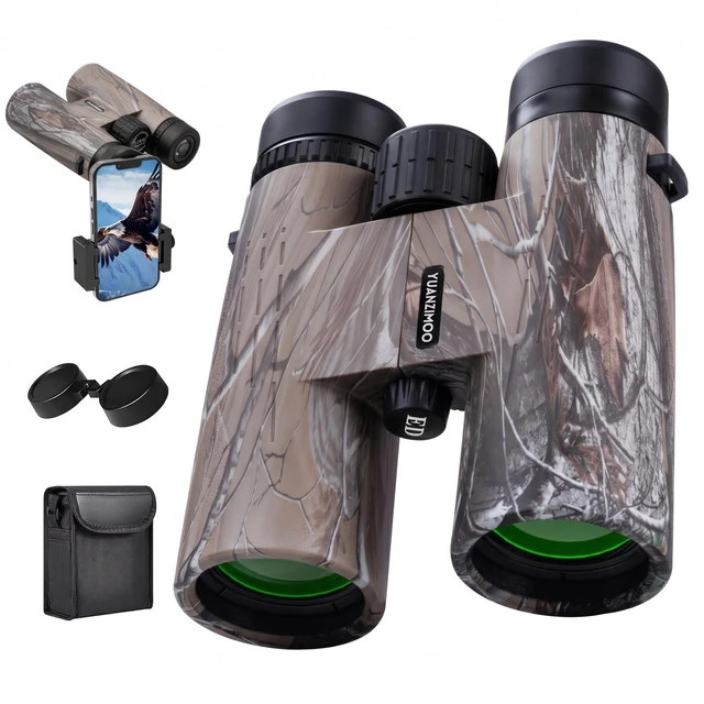Main image of 12x42 HD Binoculars for Adults High Powered Binoculars with Upgraded Phone Adapter Compact Binocular with Low Light Night Vision for Bird Watching Hunting Outdoor Sports Concerts Camo