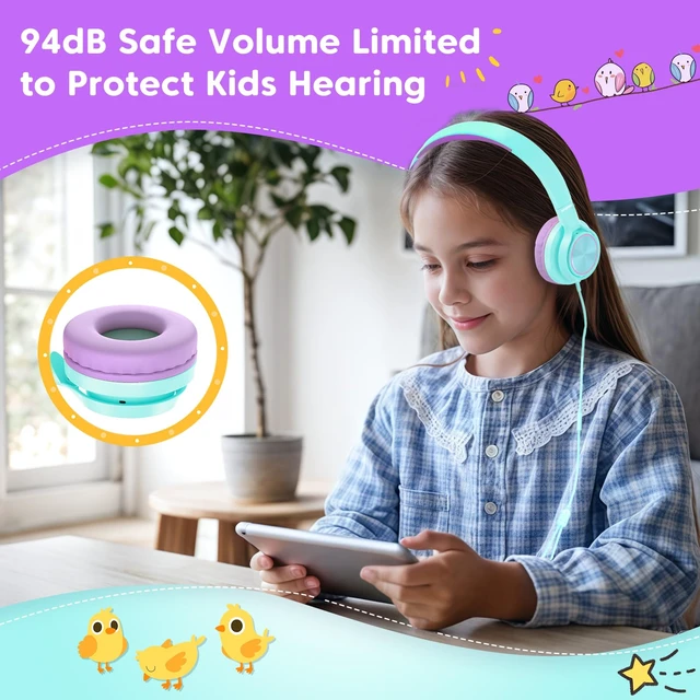 Alt view image 3 of 7 - Kids Headphones for School with 3.5mm/USB C Headphones & HD Mic Over-Ear Headphone for School, Foldable Type C Headphone, Safe Volume for iPad/Travel/Tablets/Classroom, Back to School gift